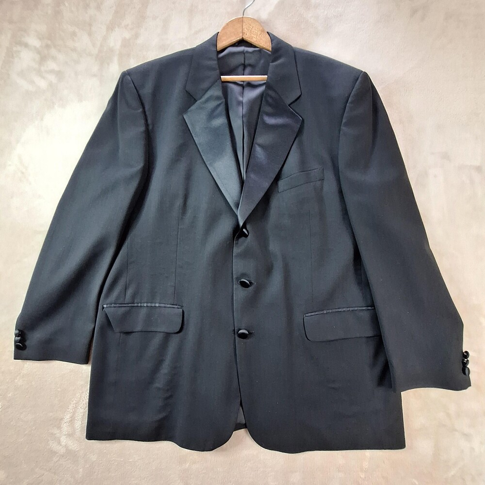 Benard Couture Tuxedo Jacket Mens 44R Black Wool Peak Lapel Ventless 3 Button